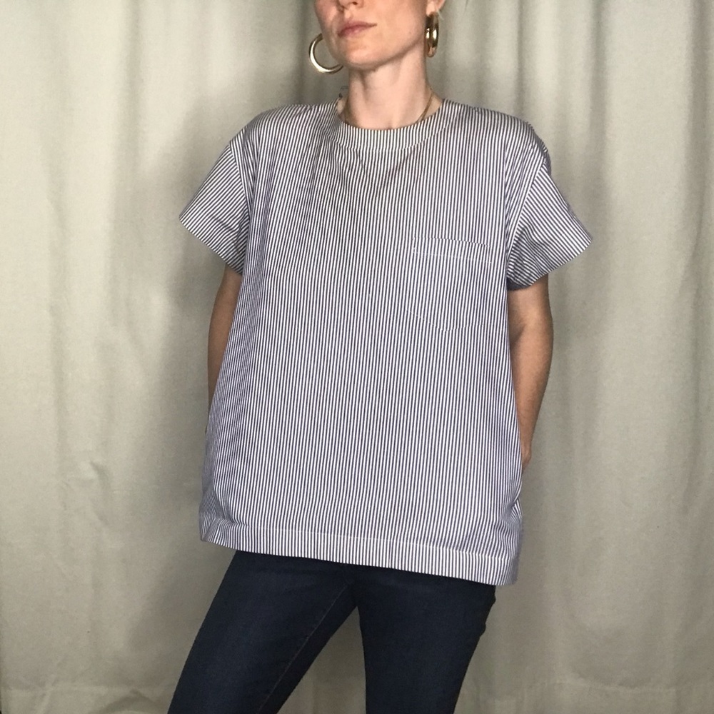 acai striped top with lace up back in Small